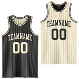 Custom Black Cream Pinstripe Reversible Double Side Sublimation Basketball Set Jersey