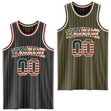 Custom Black Olive Cream Pinstripe Reversible Double Side Sublimation Basketball Set Jersey