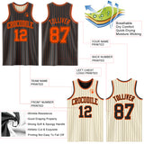 Custom Black Orange & Cream Black Pinstripe Reversible Double Side Sublimation Basketball Set Jersey