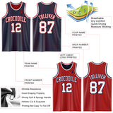 Custom Navy Red Pinstripe-White Reversible Double Side Sublimation Basketball Set Jersey