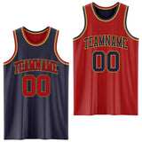 Custom Navy Red Pinstripe-Old Gold Reversible Double Side Sublimation Basketball Set Jersey