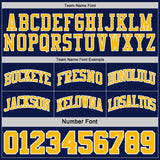 Custom Navy Gold Pinstripe-White Reversible Double Side Sublimation Basketball Set Jersey