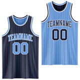 Custom Navy Light Blue Pinstripe-White Reversible Double Side Sublimation Basketball Set Jersey