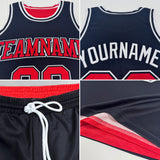 Custom Navy Maroon Pinstripe-White Reversible Double Side Sublimation Basketball Set Jersey