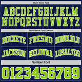 Custom Navy Neon Green Pinstripe-White Reversible Double Side Sublimation Basketball Set Jersey