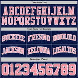 Custom Navy Medium Pink Pinstripe-White Reversible Double Side Sublimation Basketball Set Jersey