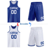 Custom Royal White Pinstripe Reversible Double Side Sublimation Basketball Set Jersey