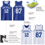 Custom Royal White Pinstripe Reversible Double Side Sublimation Basketball Set Jersey