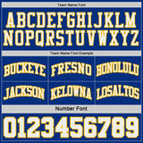 Custom Royal Gold Pinstripe-White Reversible Double Side Sublimation Basketball Set Jersey