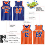 Custom Royal Orange Pinstripe-White Reversible Double Side Sublimation Basketball Set Jersey