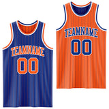 Custom Royal Orange Pinstripe-White Reversible Double Side Sublimation Basketball Set Jersey