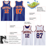 Custom Royal Orange Pinstripe-White Reversible Double Side Sublimation Basketball Set Jersey