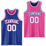 Custom Royal White Pinstripe-Pink Reversible Double Side Sublimation Basketball Set Jersey