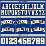 Custom Royal Old Gold Pinstripe-White Reversible Double Side Sublimation Basketball Set Jersey