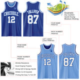 Custom Royal White Pinstripe-Light Blue Reversible Double Side Sublimation Basketball Set Jersey