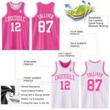 Custom Pink White Pinstripe Reversible Double Side Sublimation Basketball Set Jersey