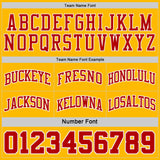 Custom Red Gold Pinstripe-White Reversible Double Side Sublimation Basketball Set Jersey