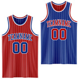 Custom Red White Pinstripe-Royal Reversible Double Side Sublimation Basketball Set Jersey