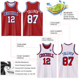 Custom Red Royal Pinstripe-White Reversible Double Side Sublimation Basketball Set Jersey
