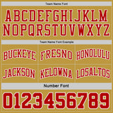 Custom Red Old Gold Pinstripe-White Reversible Double Side Sublimation Basketball Set Jersey