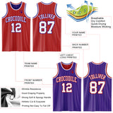 Custom Red White Pinstripe-Purple Reversible Double Side Sublimation Basketball Set Jersey