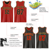 Custom Red Old Gold Pinstripe-Black Reversible Double Side Sublimation Basketball Set Jersey