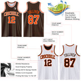 Custom Brown Orange Pinstripe-White Reversible Double Side Sublimation Basketball Set Jersey