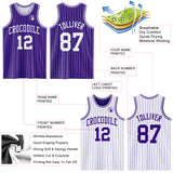 Custom Purple White Pinstripe Reversible Double Side Sublimation Basketball Set Jersey