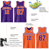 Custom Purple Orange Pinstripe-White Reversible Double Side Sublimation Basketball Set Jersey