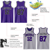 Custom Purple Gray Pinstripe-Black Reversible Double Side Sublimation Basketball Set Jersey
