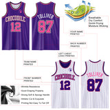 Custom Purple Pink Pinstripe Black-White Reversible Double Side Sublimation Basketball Set Jersey
