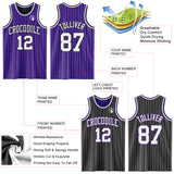 Custom Purple White Pinstripe-Black Reversible Double Side Sublimation Basketball Set Jersey