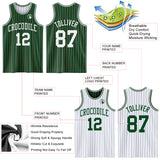 Custom Green White Pinstripe Reversible Double Side Sublimation Basketball Set Jersey