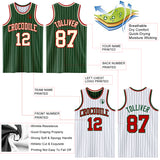 Custom Green Cream & White Green Pinstripe Reversible Double Side Sublimation Basketball Set Jersey