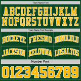 Custom Green Gold Pinstripe-White Reversible Double Side Sublimation Basketball Set Jersey