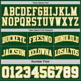 Custom Green Gold Pinstripe-White Reversible Double Side Sublimation Basketball Set Jersey
