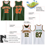 Custom Green Orange Pinstripe-White Reversible Double Side Sublimation Basketball Set Jersey