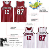 Custom Maroon Black Pinstripe-White Reversible Double Side Sublimation Basketball Set Jersey