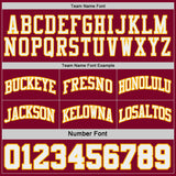Custom Maroon Gold Pinstripe-White Reversible Double Side Sublimation Basketball Set Jersey