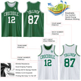 Custom Kelly Green White Pinstripe Reversible Double Side Sublimation Basketball Set Jersey