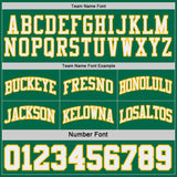 Custom Kelly Green Gold Pinstripe-White Reversible Double Side Sublimation Basketball Set Jersey