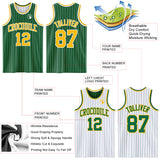 Custom Kelly Green White Pinstripe-Gold Reversible Double Side Sublimation Basketball Set Jersey