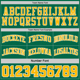 Custom Kelly Green White Pinstripe-Gold Reversible Double Side Sublimation Basketball Set Jersey