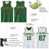 Custom Kelly Green Old Gold Pinstripe-Black Reversible Double Side Sublimation Basketball Set Jersey