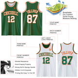 Custom Kelly Green Orange Pinstripe-White Reversible Double Side Sublimation Basketball Set Jersey