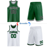 Custom Kelly Green Black Pinstripe-White Reversible Double Side Sublimation Basketball Set Jersey