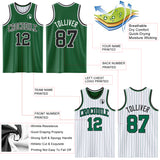 Custom Kelly Green Black Pinstripe-White Reversible Double Side Sublimation Basketball Set Jersey