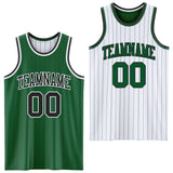 Custom Kelly Green Black Pinstripe-White Reversible Double Side Sublimation Basketball Set Jersey