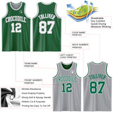 Custom Kelly Green Gray Pinstripe-White Reversible Double Side Sublimation Basketball Set Jersey