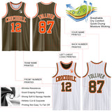 Custom Olive Orange Pinstripe-White Reversible Double Side Sublimation Basketball Set Jersey